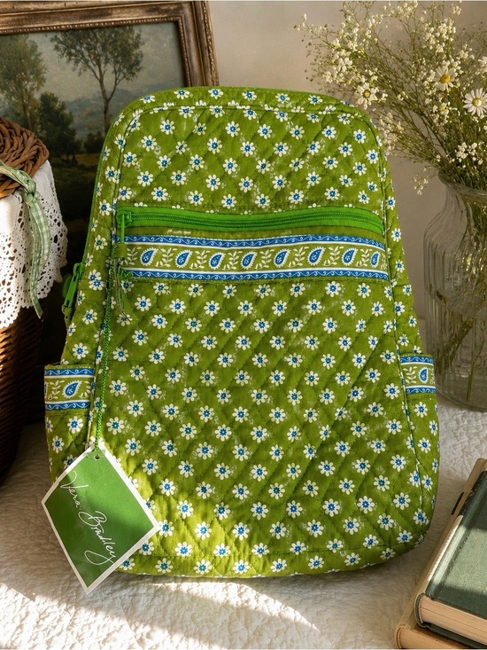 Vera Bradley Handbags - Vera Bradley 2004 Apple Green Small Backpack Retired Floral Vintage